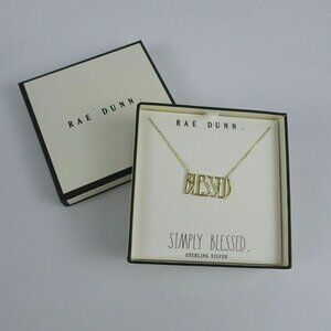New Rae Dunn "BLESSED" Necklace 14K Gold Plated Sterling Silver